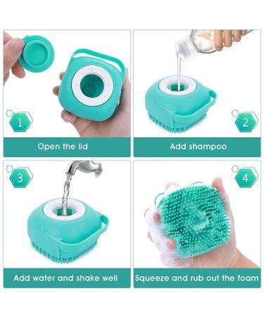 Molain Silicone Dog Cat Bath Brush Comb - Soft Grooming & Massage Brush with Shampoo Dispenser (Blue) - Buy Online on GoSupps.com