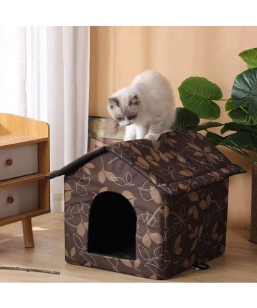 Outdoor Cat House for Feral Cats & Dogs | Waterproof Medium Brown Shelter with Support Rod - Buy Online on GoSupps.com