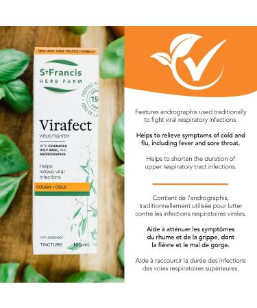 St. Francis Herb Farm Virafect - Immunity Booster Herbal Supplement - Immune System Booster - Holy Basil - Echinacea - Andrographis Paniculata - Cold and Flu 50mL - Buy Online on GoSupps.com
