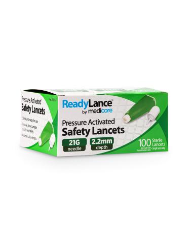ReadyLance  Pressure Activated Safety Lancets  100 Lancets  21Gx2.2MM  Green 21G x 2.2MM