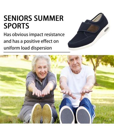 RCIDOS Men's Diabetic Shoes - Wide Width Orthopedic Slip-on Shoes | Lightweight & Adjustable for Edema Swollen Feet - Blue - Buy Online on GoSupps.com