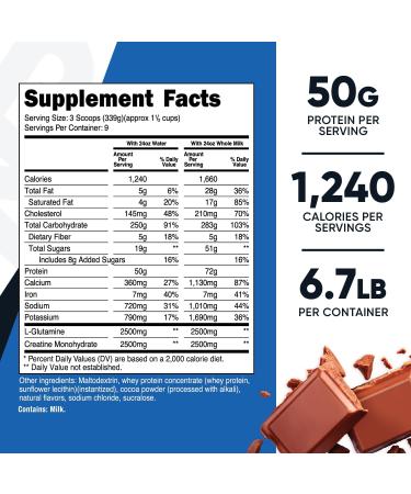 Nutricost Mass Gainer Double Chocolate 6.7 lbs - 50g Protein Non-GMO & Gluten Free - International Shipping Available - Buy Online on GoSupps.com