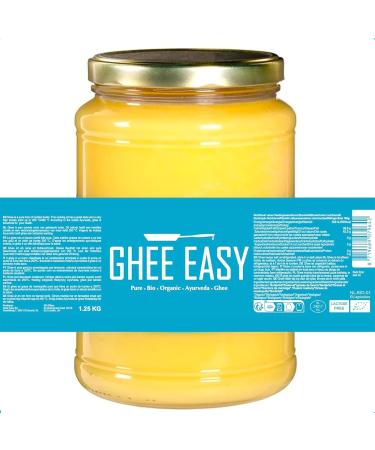 Ghee Easy 1250g Bio Ghee from Grass-Fed Cows - Highly Pure Authentic Ayurvedic Ghee Without Additives - Certified Organic & Biodynamic - Free from Lactose and Gluten - 100% European Plain Ghee 1250g - Buy Online on GoSupps.com