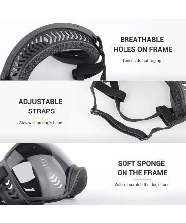 PETLESO Dog Goggles for Large Breed - Wide View Eye Protection with Adjustable Straps - Black Lens - Buy Online on GoSupps.com