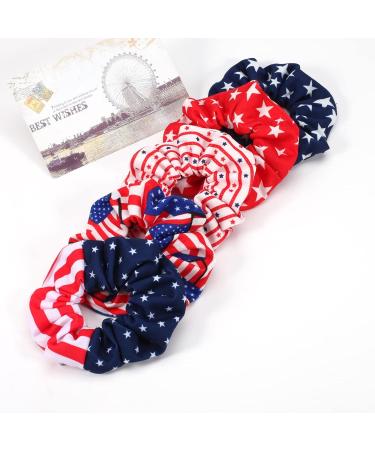 10PCS USA American Flag Hair Scrunchies for Women Girls - Patriotic Red White Blue Hair Ties for Independence Day and 4th of July Festivals - Buy Online on GoSupps.com