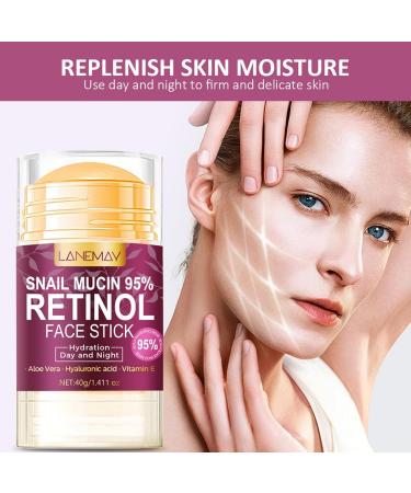 Retinol Face Stick Snail Mucin Face Moisturizer with Retinol Day & Night Lifting & Firming Anti Wrinkle Facial Moisturizer Balm Stick Nourishing Anti Aging Repair Cream for All Skin Types - Buy Online on GoSupps.com