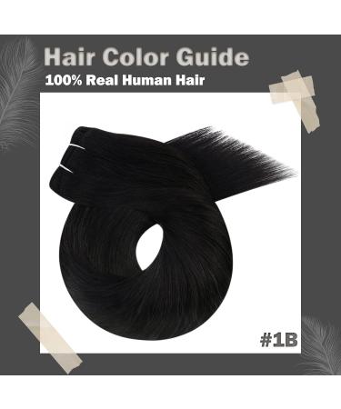 Moresoo Jet Black Double Weft Human Hair Extensions 20 Inch - 100g/Pack | Real Human Hair Sew in Extensions - WEFT #1B - Buy Online on GoSupps.com