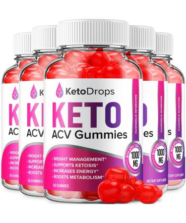 (5 Pack) Keto Drops ACV Gummies - Advanced Formula Drops Keto Plus ACV Apple Cider Vinegar Dietary Supplement Men Women (300 Gummies)