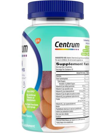 Centrum Men's Multivitamin Gummies Immune Energy Healthy Appearance Support 100 Count 50 Day Supply Vitamin Fruit 100 Count (Pack of 1) - Buy Online on GoSupps.com