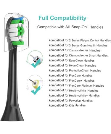16 Replacement Brushes for Philips Sonicare Electric Toothbrush - 8 Black & 8 White Brush Heads | International Shipping Available - Buy Online on GoSupps.com