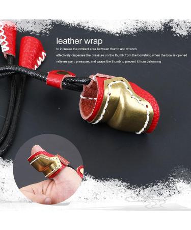 Nofaner Leather Archery Thumb and Finger Protector Guard for Traditional Bow Shooting - Red - Buy Online on GoSupps.com