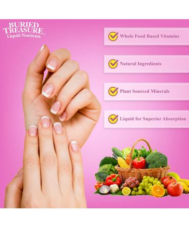 Buried Treasure Hair, Skin & Nails Liquid Supplement with Biotin, MSM & Aloe Vera - 16 oz for Hair Growth, Stronger Nails & Clear Skin - Buy Online on GoSupps.com