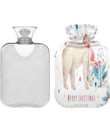 Watercolor Bear Heat Bottle with Christmas Motif - 2L Soft Fleece Cover for Hot & Cold Therapy | Perfect Holiday Gift - Buy Online on GoSupps.com