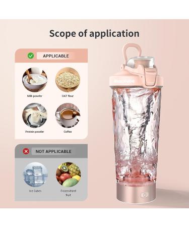 BLACKUBE Electric Protein Shaker Bottle 24oz - Rechargeable Vortex Mixer Cup | BPA Free Tritan | Sakura Pink - Buy Online on GoSupps.com