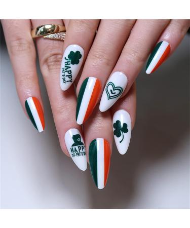 24 Pcs Nails-St. Patrick's-Day Fake-Nails with Designs Acrylic Nails On Nails False Nails for Women False Nails Medium Length with - Buy Online on GoSupps.com