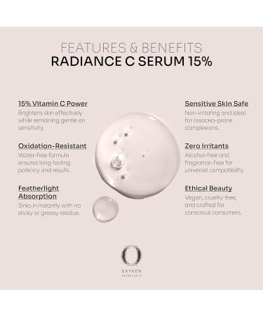 Oxygen Botanicals Radiance C Serum 15% antioxidant formula to rejuvenate and protect the skin minimizes dark spots pigmentation and blemishes alcohol-free-30ml - Buy Online on GoSupps.com