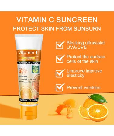Advanced SPF 50+ Face Sunscreen with Vitamin C - UVA & UVB Protection, Moisturizing and Waterproof Formula - Buy Online on GoSupps.com