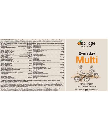 Orange Naturals - Everyday Multi - 60 Capsules - Immune Support Supplement - Multivitamin for Men & Women - Multi Antioxidant Supplement - Healthy Bones Healthy Teeth Healthy Eyes and Energy Support - Buy Online on GoSupps.com