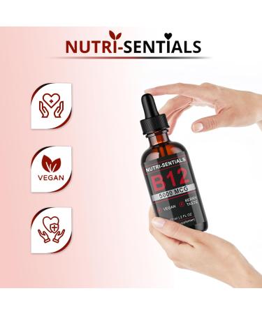 Vitamin B-12 Liquid Drops - 5000mcg Methylcobalamin Supplement for Energy, Metabolism & Immunity - Vegan Berries Flavour - 60ml - Buy Online on GoSupps.com