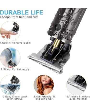 Y2Konexi Hair Trimmers for Men Hair Clippers Men Haircut Professional Cordless Rechargeable T-Blade Beard Trimmer 0mm Zero Gapped Baldhead Shaver - Gray - Buy Online on GoSupps.com