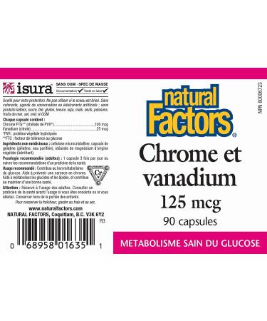Natural Factors Chromium & Vanadium 125 mcg - 90 Capsules | Blood Sugar Support - Buy Online on GoSupps.com