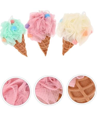 FRCOLOR Body Scrubber Set - 3pcs Ice Cream Bath Balls & Puff for Spa-Quality Cleansing | Perfect Loofah Cleaner & Bathing Sponge for All Skin Types - Buy Online on GoSupps.com