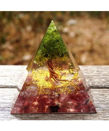 milochic Handmade Orgonite Pyramid Healing Chakra Reiki Meditation Crystal Stone Positive Energy Generator Orgone Accumulator Gathering Fortune for Home Decorative Craft Gift(5cm)