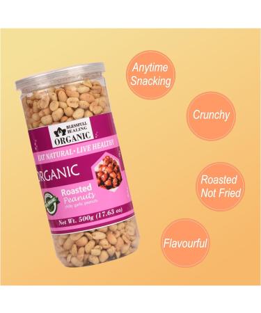 Blessfull Healing Organic Natural Vegan Chilly Garlic Roasted Peanuts Crunchy Healthy Snacks 500 Gram - Buy Online on GoSupps.com