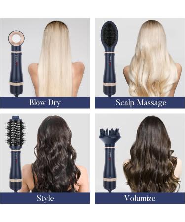 PARWIN PRO BEAUTY 4 in 1 Hairdryer Hot Air Brush Set - 1000 Watts Blue | Drying, Smoothing, Volume, Styling Ion Care - Buy Online on GoSupps.com