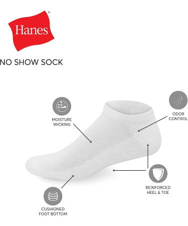 Hanes Men's X-temp Cushioned No Show Socks (12 Pairs, Size 6-12) - Black - Buy Online on GoSupps.com