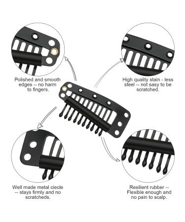 10 Teeth Wig Clips - 100-Pack Black Snap Comb Clips for Hair Extensions | Stainless Steel DIY Hair Accessories - Buy Online on GoSupps.com