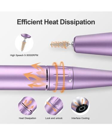 Portable Rechargeable Nail Drill Kit - 30000 RPM Cordless Efile Machine Set for Acrylic Nails Manicure Pedicure - Purple - Buy Online on GoSupps.com