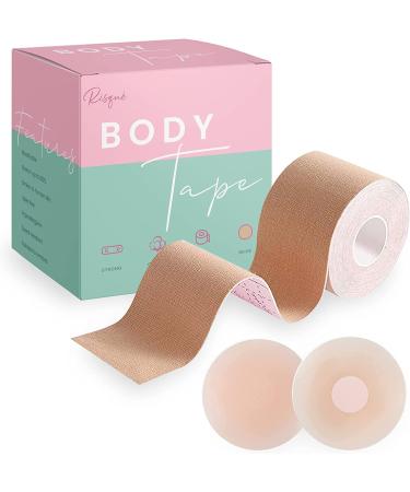Boob Tape Boobytape for Breast Lift | Achieve Chest Brace Lift & Contour of Breasts | Sticky Body Tape for Push up & Shape in All Clothing Fabric Dress Types | Waterproof Sweat-Proof Bob Tape Beige - Buy Online on GoSupps.com
