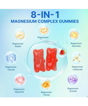 Magnesium Complex Gummies for Women Men 8 in 1 Magnesium Glycinate Citrate Malate Taurate for Bones Muscle Nerve Health Sugar-Free Vegan Non-GMO Strawberry Flavor 120 Count 120 Count (Pack of 1) - Buy Online on GoSupps.com