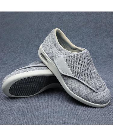 NVBHOF Men's Diabetic Orthopedic Slippers - Wide Fit Surgery Recovery Shoe - Ideal for Elderly Man with Arthritis, Fasciitis, and Swollen Feet - Light Grey - Buy Online on GoSupps.com