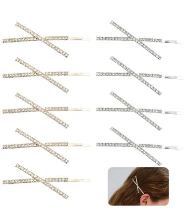 DIYstore 9 Pieces X Shaped Crystal Hair Pins Rhinestone Bobby Pin Metal Shiny Hair Clip Sparkly Hair Decorations Barrettes Hair Accessories for Women Girls