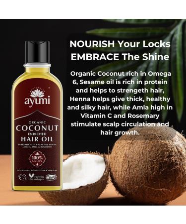 Ayumi Organic Coconut Enriched Hair Oil | Nourishing & Strengthening | Omega 6 for Hair Growth | 150ml - Buy Internationally - Buy Online on GoSupps.com