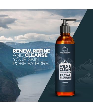 Wild Mountain 'Wild & Clean' Facial Cleanser for Men - Soothing Brightening Acne Face Wash for Sensitive Skin - 6 Oz - Buy Online on GoSupps.com