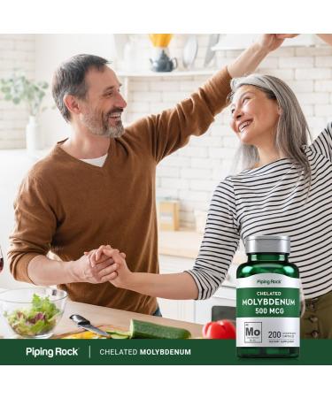 Piping Rock Molybdenum Supplement | 500 mcg | 200 Capsules | Chelated Molybdenum Amino Acid | Non-GMO Gluten Free - Buy Online on GoSupps.com