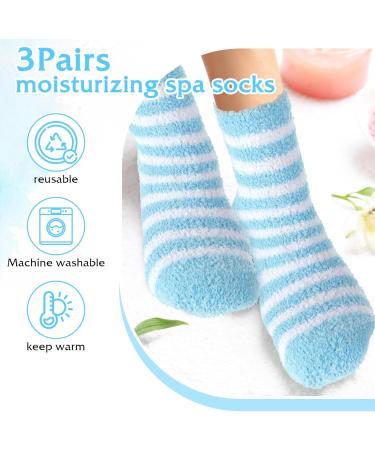 Aloe Socks - 3 Pairs Moisturizing Spa Socks for Dry Cracked Feet | Infused Gel Sleeping & Fuzzy Lotion Socks | Perfect Gift for Women - Buy Online on GoSupps.com