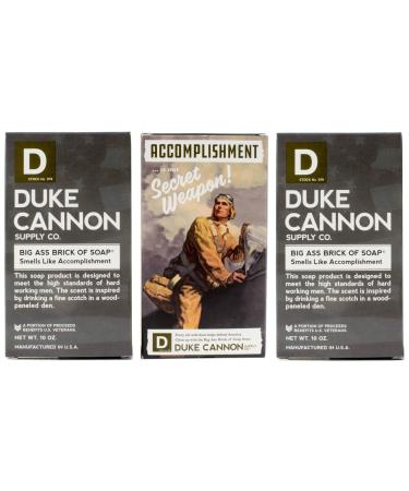 Duke Cannon Supply Co. Big Ass Brick of Soap Bar for Men WWII Collection Smells Like Accomplishment (Bergamot & Black Pepper) Multi-Pack - Superior Grade Extra Large All Skin Types 10 oz (3 Pack) Bergamot and Black Pe...