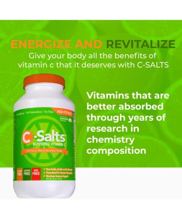 High Dose C-Salts Buffered Vitamin C Powder - Immune Support with Essential Minerals - Organic Non-GMO Formula - Gentle on Stomachs - 26 oz Pack - Buy Online on GoSupps.com