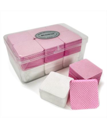 1080PCS Lint Free Nail Wipes - Non-Woven Nail Polish Remover Pads Lint Free Wipes - Soft Lint Free Wipes for Nails Eyelash Extensions Lash Glue - Nail Wipes Packed in A Case(Pink & White)