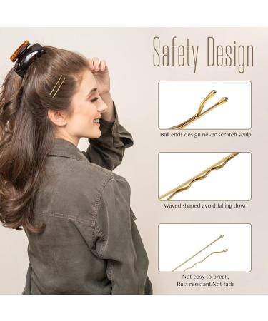 Buy 150 Wave Shape Hairpins | Gold Metal Bobby Pins Set for Girls & Children | Hair Accessories for Salons - Buy Online on GoSupps.com