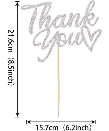 1 Piece Thank You Cake Decoration Glitter Thank You Cake Decoration Thanksgiving Day Cupcake Decorations Wedding Anniversary Birthday Party Silver New Silver - Buy Online on GoSupps.com