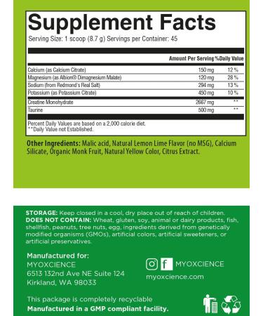 MYOXCIENCE Electrolyte Stix with Real Salt, Magnesium, Potassium, Taurine & Creatine - Lemon Lime Jar - Buy Online on GoSupps.com