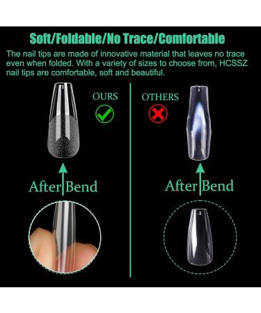 504 Pieces of Long Soft Gel Nail Tips - Pre-Buff PMMA Resin Full Cover Ballerina Nail Tips for DIY Nail Art - 10 Sizes - International Shipping - Buy Online on GoSupps.com