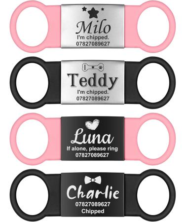 Personalized Gisurey Silent Slide-On Dog Tag - Durable Engraved Stainless Steel Collar ID for Dogs & Cats | PS-L L (2.5 cm) - Easy to Read Robust Design - Buy Online on GoSupps.com