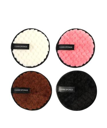 Reusable Makeup Remover Pads Makeup Remover Puff Washable Eco-Friendly Microfiber Cotton Make Up Removing Cloth Double-Sided Face Cleansing Puff (4PCS)