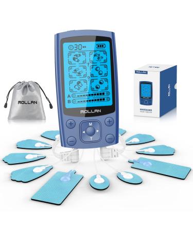 TENS Unit EMS Muscle Stimulator 24 Modes, Mollan Dual Channel Muscle Stimulator with 12 Electrode Pads, Electronic Pulse Massager for Pain Relief & Muscle Strength